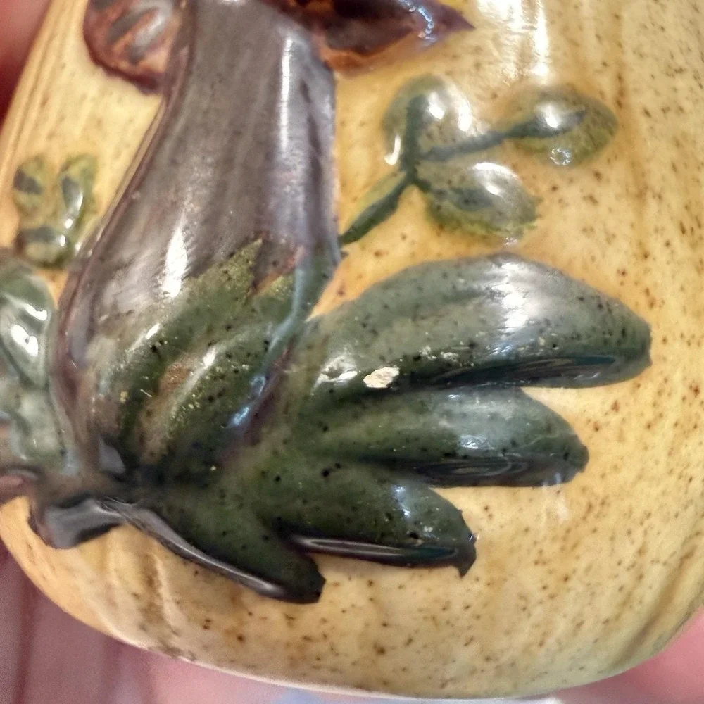 1970s Mushroom Painted Yellow Ceramic Mini Pitcher Creamer 3